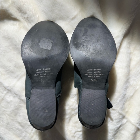 Rebel Calista Charcoal/Black Distressed Leather Ankle Bootie Sz 8 Buckle Western - Picture 9 of 11